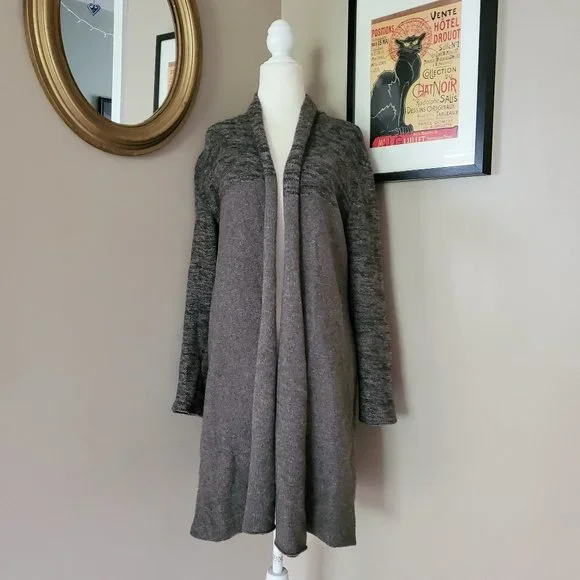 Eileen Fisher Yak Wool Blend Colorblock Long Cardigan Size Small LIKE NEW - Picture 2 of 15